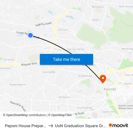 Peponi House Preparatory to UoN Graduation Square Grounds map
