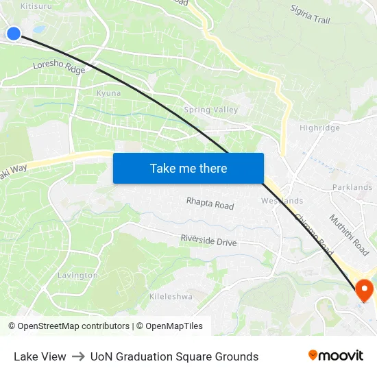 Lake View to UoN Graduation Square Grounds map