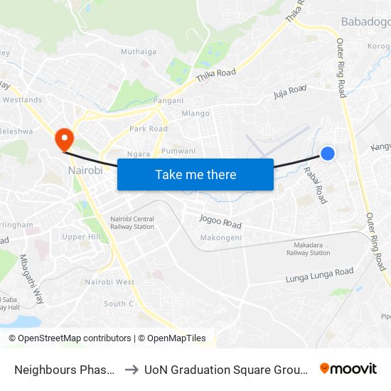 Neighbours Phase 1 to UoN Graduation Square Grounds map