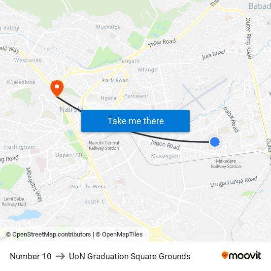 Number 10 to UoN Graduation Square Grounds map