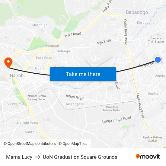Mama Lucy to UoN Graduation Square Grounds map