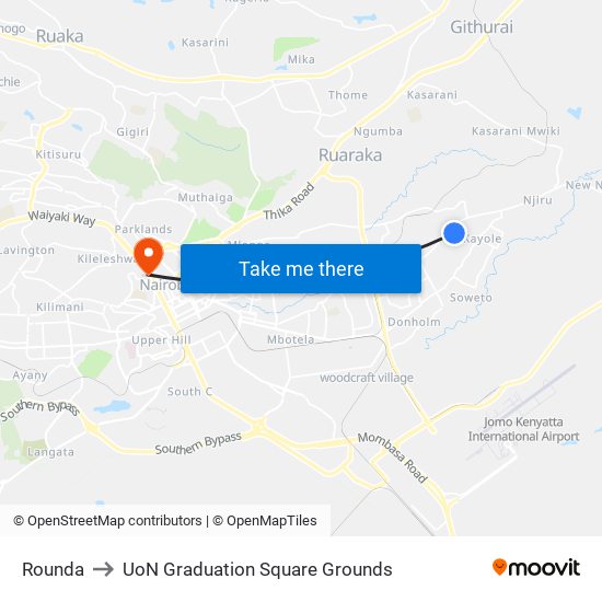 Rounda to UoN Graduation Square Grounds map