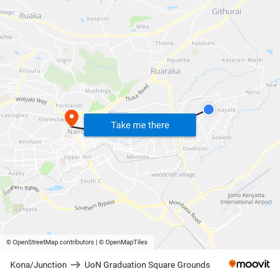 Kona/Junction to UoN Graduation Square Grounds map