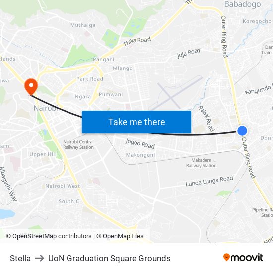 Stella to UoN Graduation Square Grounds map