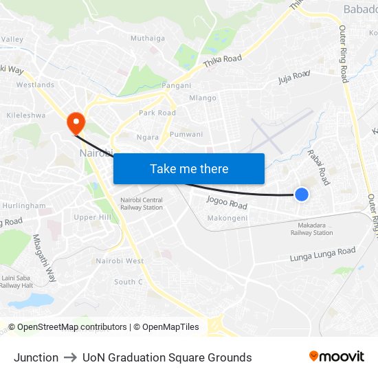 Junction to UoN Graduation Square Grounds map