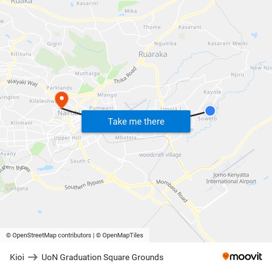 Kioi to UoN Graduation Square Grounds map