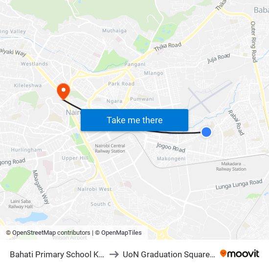 Bahati Primary School Kag Bahati to UoN Graduation Square Grounds map