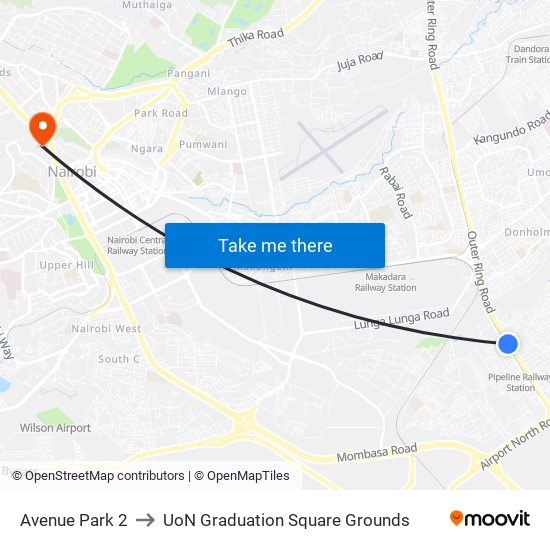 Avenue Park 2 to UoN Graduation Square Grounds map