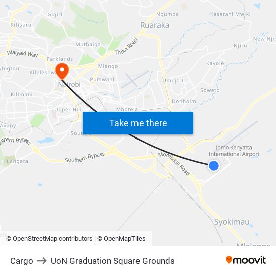 Cargo to UoN Graduation Square Grounds map