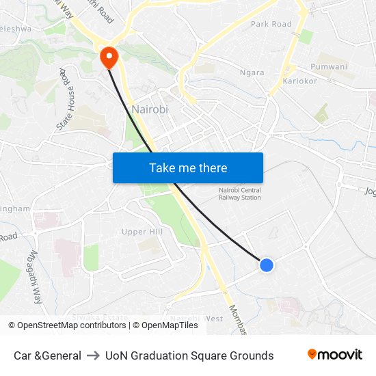 Car  &General to UoN Graduation Square Grounds map