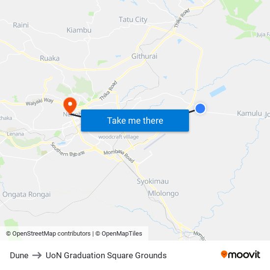 Dune to UoN Graduation Square Grounds map