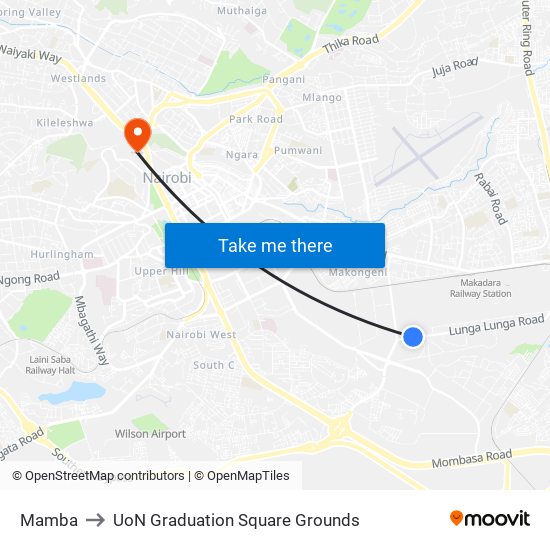 Mamba to UoN Graduation Square Grounds map