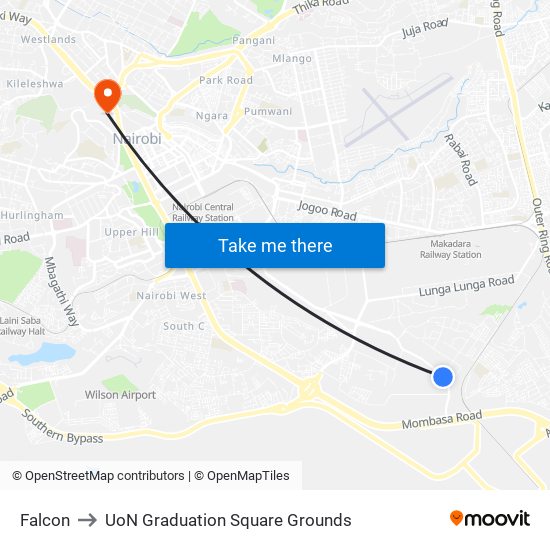 Falcon to UoN Graduation Square Grounds map