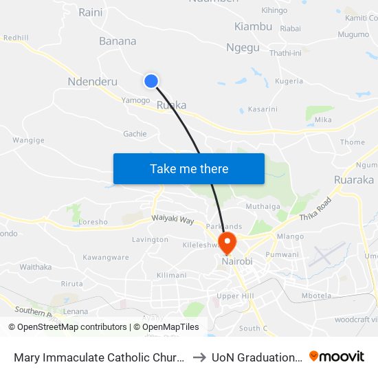Mary Immaculate Catholic Church/Muchatha Shopping Centre to UoN Graduation Square Grounds map