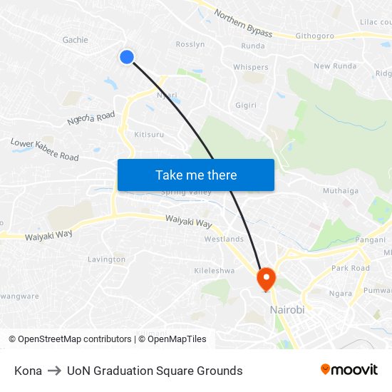 Kona to UoN Graduation Square Grounds map