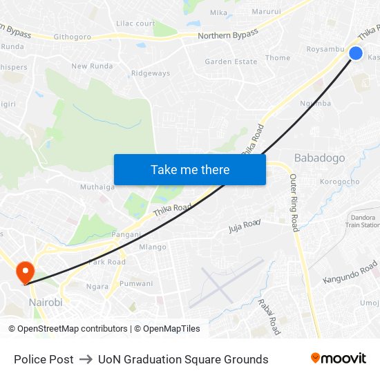 Police Post to UoN Graduation Square Grounds map