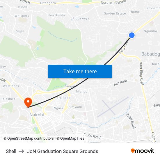 Shell to UoN Graduation Square Grounds map