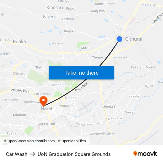 Car Wash to UoN Graduation Square Grounds map