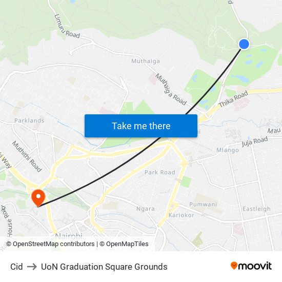 Cid to UoN Graduation Square Grounds map