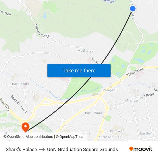 Shark's Palace to UoN Graduation Square Grounds map