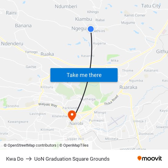 Kwa Do to UoN Graduation Square Grounds map