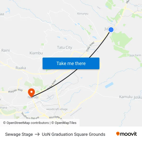 Sewage Stage to UoN Graduation Square Grounds map