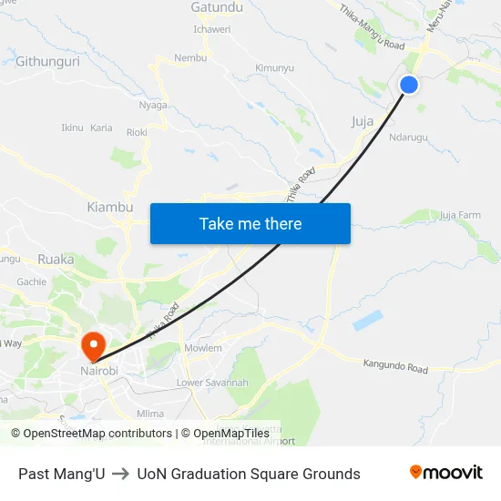 Past Mang'U to UoN Graduation Square Grounds map