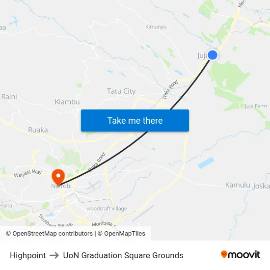 Highpoint to UoN Graduation Square Grounds map