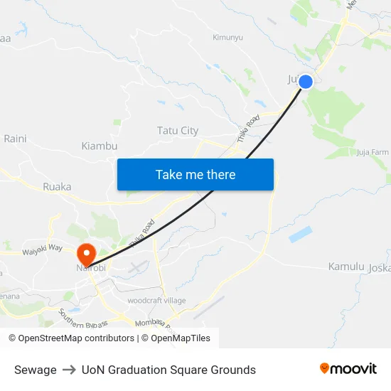 Sewage to UoN Graduation Square Grounds map