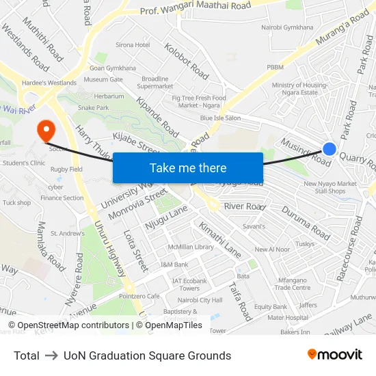 Total to UoN Graduation Square Grounds map