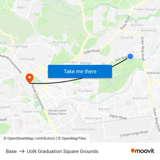 Base to UoN Graduation Square Grounds map
