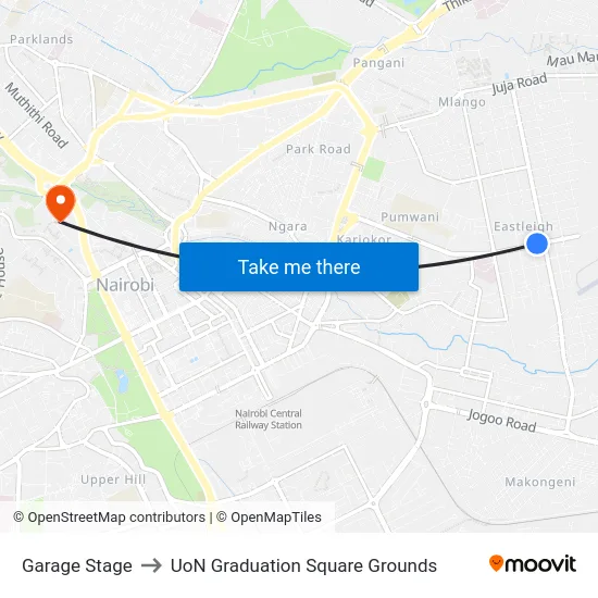 Garage Stage to UoN Graduation Square Grounds map