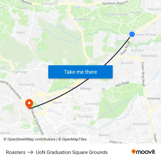 Roasters to UoN Graduation Square Grounds map