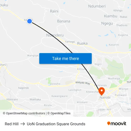 Red Hill to UoN Graduation Square Grounds map