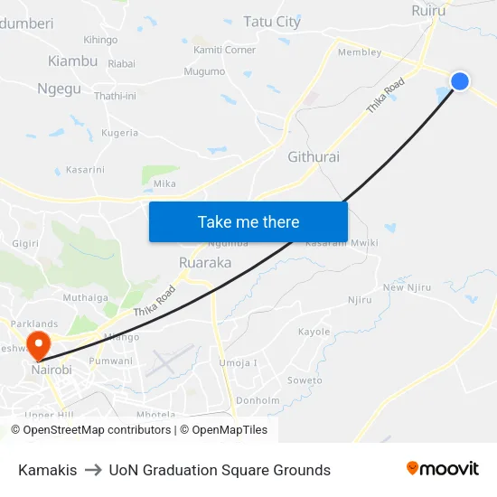 Kamakis to UoN Graduation Square Grounds map