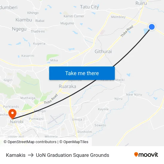 Kamakis to UoN Graduation Square Grounds map