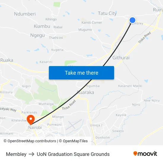 Membley to UoN Graduation Square Grounds map