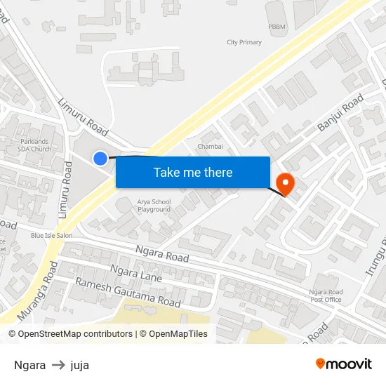 Ngara to juja map