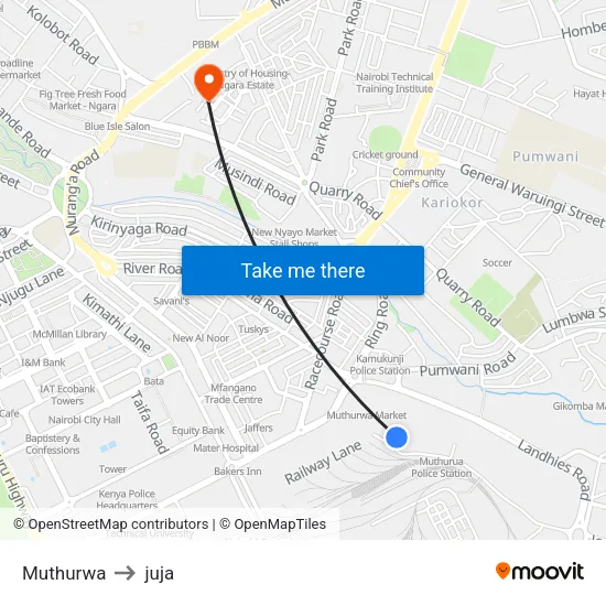 Muthurwa to juja map