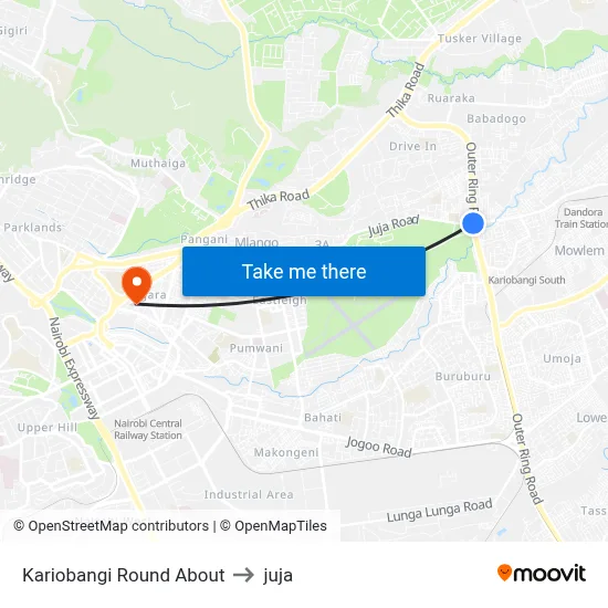 Kariobangi Round About to juja map