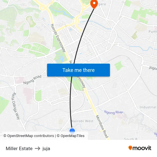 Miller Estate to juja map