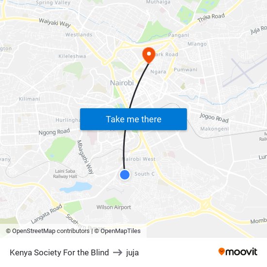 Kenya Society For the Blind to juja map