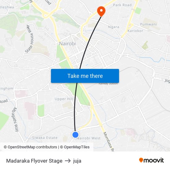 Madaraka Flyover Stage to juja map