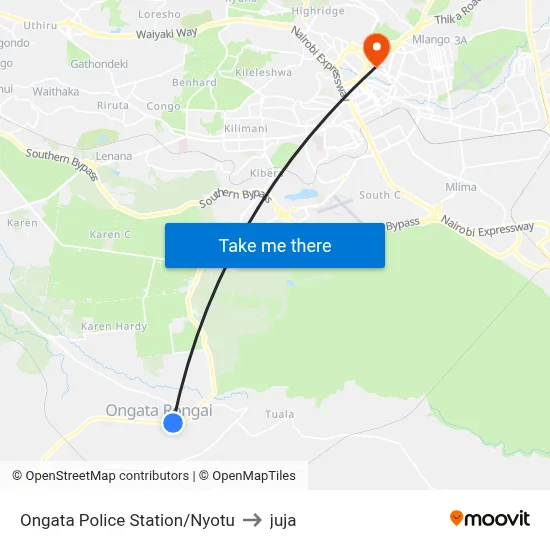 Ongata Police Station/Nyotu to juja map