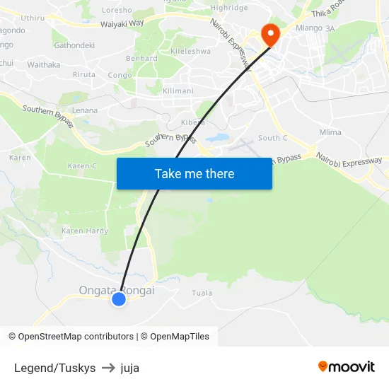 Legend/Tuskys to juja map