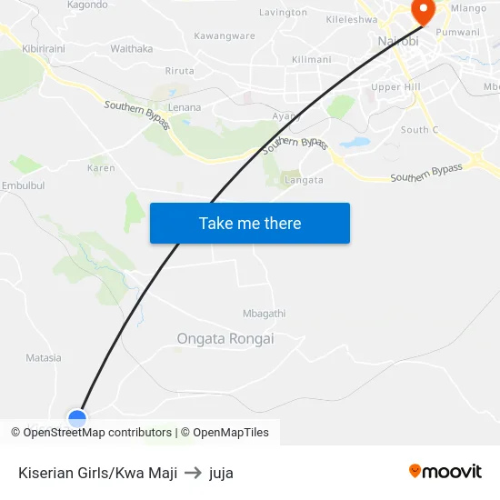 Kiserian Girls/Kwa Maji to juja map