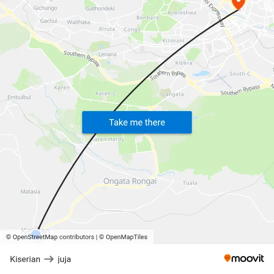 Kiserian to juja map
