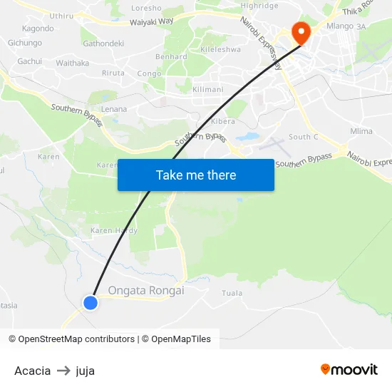 Acacia to juja map