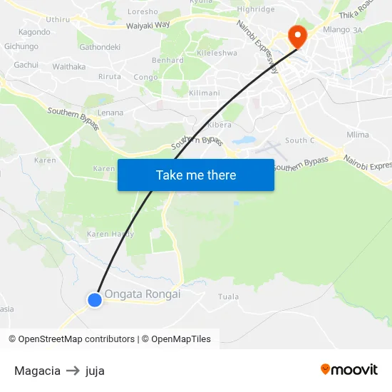 Magacia to juja map