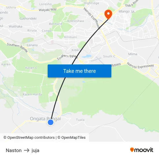 Naston to juja map
